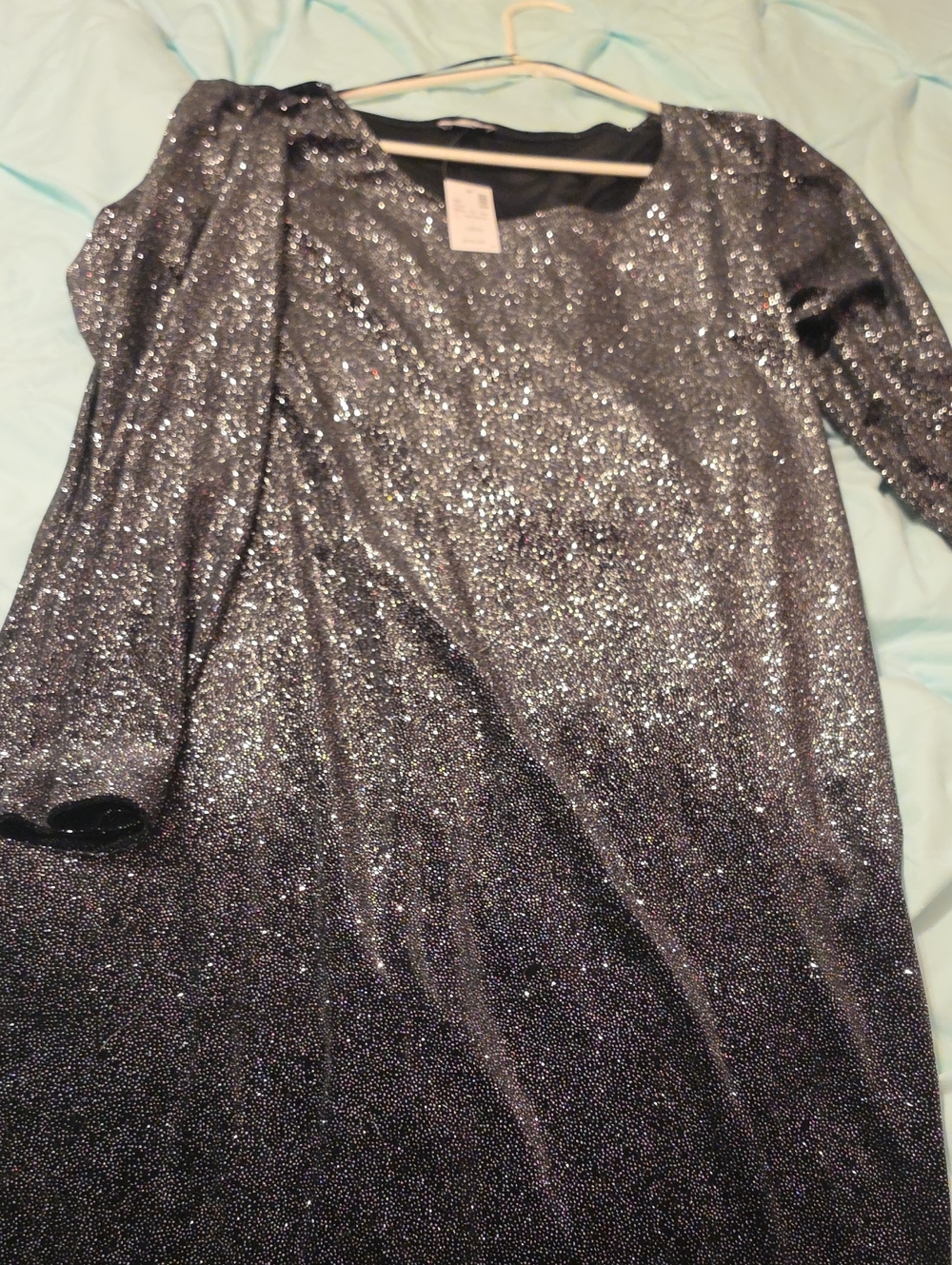 Avenue Black Sparkle Long-Sleeve Dress